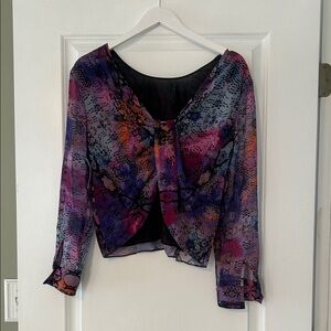 Bar III Vibrant Multicolor Sheer Blouse